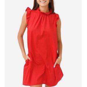 Stark X Red Ruffle Trim Princess Dress With Pockets Size Small Preppy Party Love